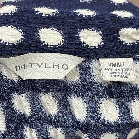 Anthropologie 11 1 TYLHO Cortland Polka Dot Wrap Dress Blue Size Small EUC Navy - Picture 7 of 11